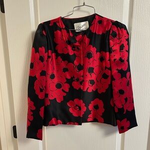 Passani Women's Black and Red Floral Blazer